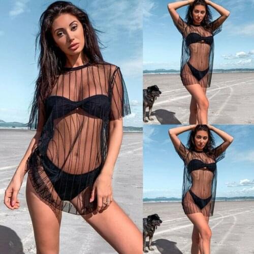 Women Mesh Sheer Bikini Cover Up Swimwear Swimsuit Bathing Suit Beach Dress Tops