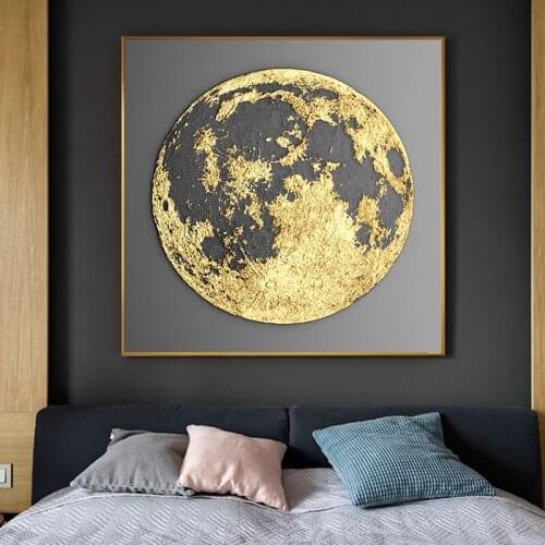 Golden Art Abstract Globe Canvas Paintings Square Home Decoration Wall Art Picture Earth Posters Print for Living Room Cuadros