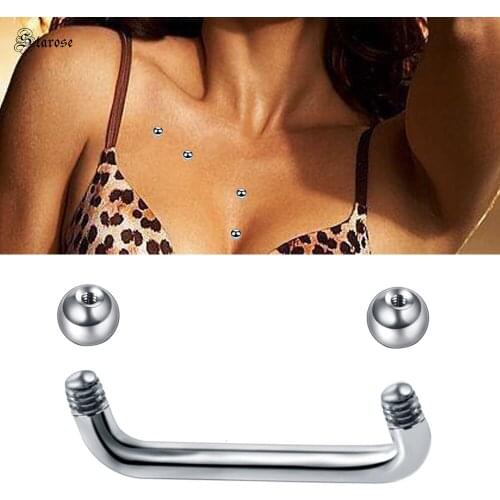 1Pc New Micro Dermal Piercing Bar 16G 20mm Ball Round Top Chest Clavicle Skin Diver Piercing Hide-it Surgical Steel Body Jewelry