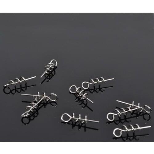 100/200PCS Fishing Hook Connector Soft Bait Spring Centering Pins Fixed Latch Needle Spring Twist Crank Lock For Soft Lure
