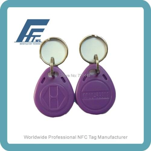 100pcs NFC Keyfobs Purple keychain Available For All NFC Phone Ntag213 Waterproof Factory Price