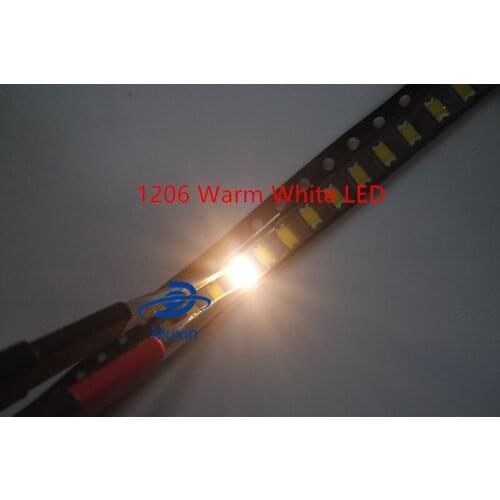 100pcs SMD 1206 (3216) SMT Warm White 2800K - 3200K Surface Mount 3V LED Chip Light Emitting Diode Lamp SMD Electronic Component