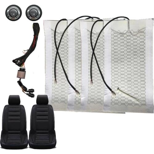 12V Universal Car Covers 2 Seats 4 Pads Carbon Fiber Heated Seat Heater heating 6 Level Switch Winter Warmer