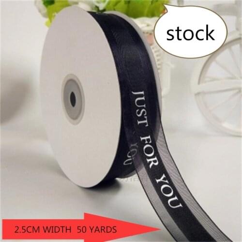 2.5CM 50yards Ribbon tapes cakes, wedding decoratio/gifts/flowers Baking/birthday/holiday/packaging decoration silk
