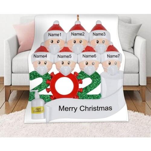 2020 Quarantine Personalized Ornaments Christmas Throw Family Member Double-sided Flannel Blanket Christmas Decoration Rug