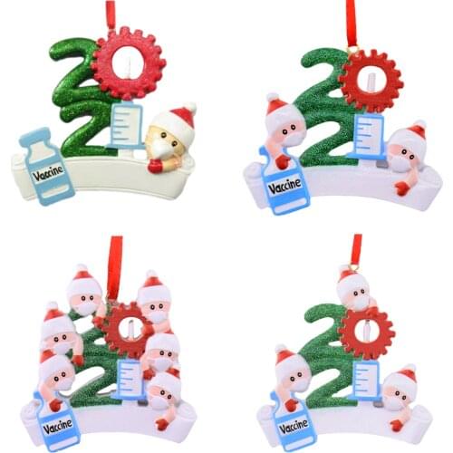 2022 Personalized Christmas Ornament Resin DIY Blessing Pendant Snowman With Mask New Year Home Christmas Tree serviceable