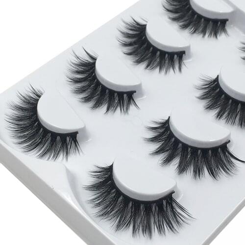 4 Pairs/Set Fake Eyelashes Wholesale Lasting Soft Volume Crisscross 3d Eyelashes Makeup Handmade Mink Eye Lashes L12