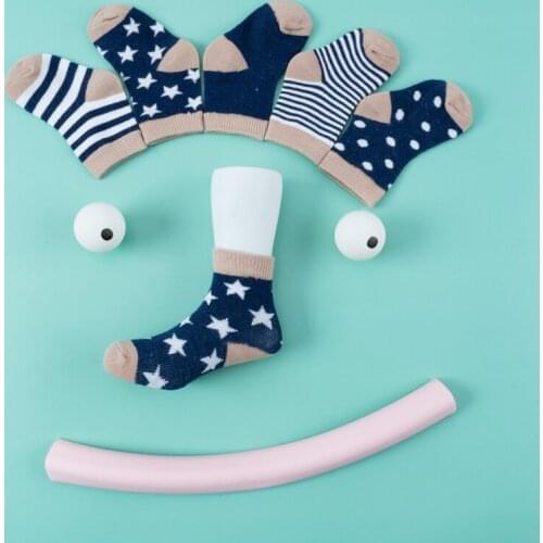 5 Pair/Lot Kids Soft Cotton Socks Boy Girl Baby Cute Cartoon Warm Stripe Dots Fashion Sport Socks Autumn Winter Children Gift