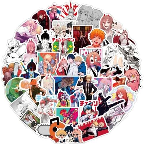 50pcs Chainsaw Man Cartoon scrapbooking Stickers packs Waterproof Skateboard Suitcase Guitar Graffiti decals pasters Kid Toy