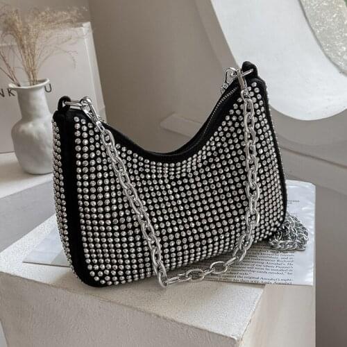 Blingbling Small Hobo Shoulder Bags for Women Chain Designer Crossbody Bags Ladys Simple Messenger Bag Party Handbags and Purses