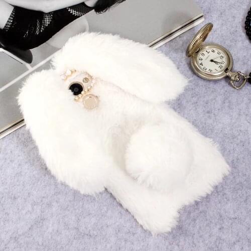 For Huawei Y7 Case 3D Cute Rabbit Fur Plush Soft Case for Huawei Enjoy 7 Plus TRT-AL00A/Honor 7 Plus Bunny Diamond Coque Cover