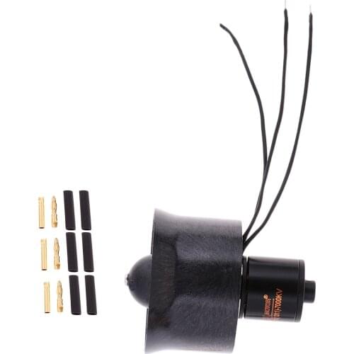 Remote Control Airplane Accessory Parts - 30mm 6 Impellers Ducted Fan & 7000KV Brushless DC Motor Set Black