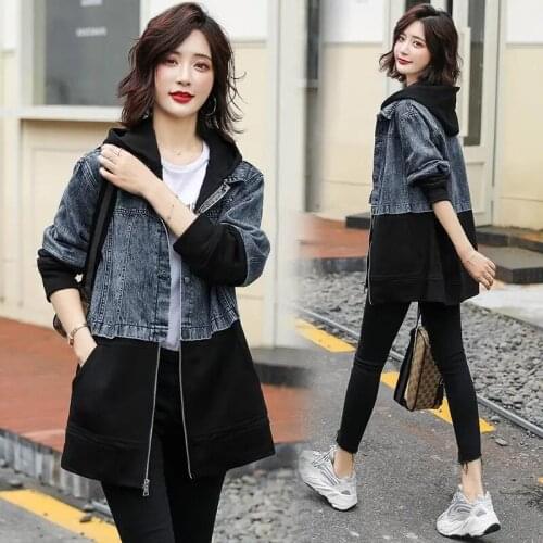 European Station 2021 Spring Autumn Korean Version Of The New Denim Jacket Womens Mid-Length Casual Loose All-Match Windbreaker