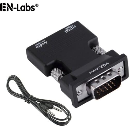 HDMI-compatible to VGA Adapter with Audio 3.5mm Port Converter,1080p HD Male/Female to VGA Male for Monitor,PC,HDTV,Projector