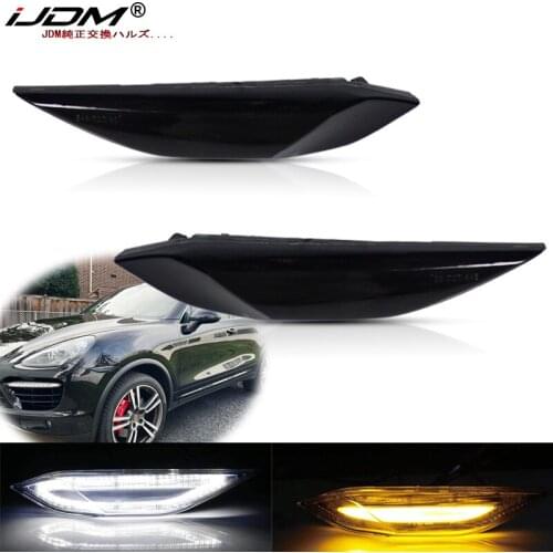 IJDM Amber/white LED Front Side Marker Light For Porsche Cayenne Turn Signals/Driving Lights,Replace OEM Sidemarker Lamps 11-14