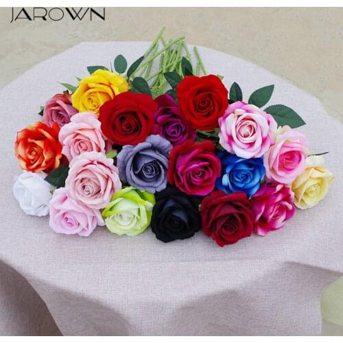 JAROWN 10pcs High Quality European Artificial Flowers Rose Floral Simulation Flannel Fake Flowers Home Decor Wedding Party Decor