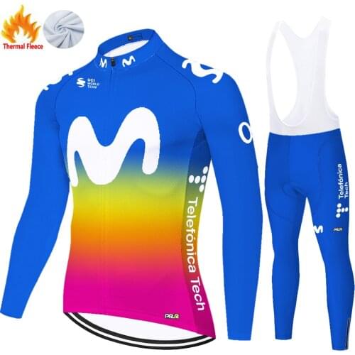 2021 Movistar Winter Thermal Fleece Camisa De Ciclismo Ropa Ciclismo Hombre Maillot Ciclismo Hombre Fietskleding Heren