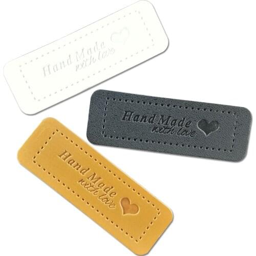 Hand Made With Love Leather Tags For ChildrenS Clothing Hand Made Sewing Accessories For Family Love Gift Handwork Labels