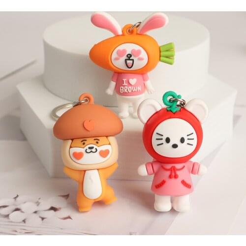 Creative Cartoon Vegetable Animal Keychain Bag Coin Purse Soft Toy Pendant Key Chain Key Ring For Girl Key Holder Trinket Gift