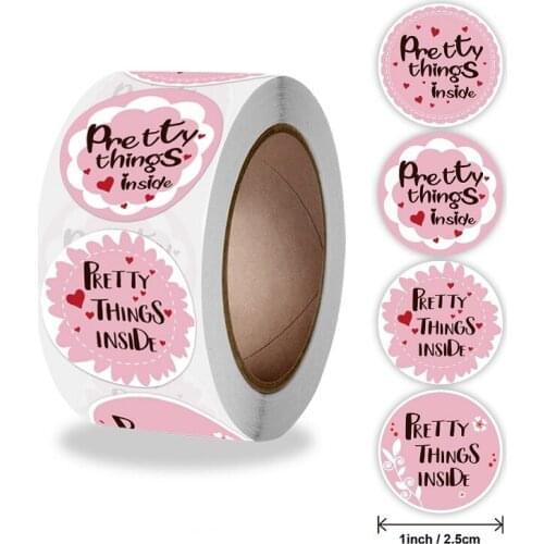 4 Types Per Roll Round "Pretty Things Inside " Stickers 1inch Thanks for Shopping Small Shop Local Handmade Decor Sealing Labels