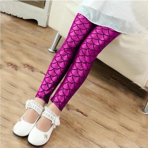 Kids Girls Leggings Spring Summer Girl Colorful Shiny Scale Pants Children Trousers Girl Casual Pencil Pants Kids Leggings 5 7 Y