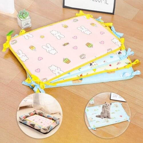 Summer Cooling Mats Cat Dog Bed Kennel Breathable Dog Ice Silk Mat Double-sided Pet Sleeping Cool Cushion Dogs Accessories