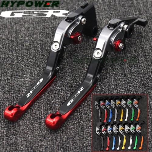 Logo(GSR) Red+Titanium CNC Adjustable Folding Motorcycle Brake Clutch Levers For Suzuki GSR600 2006 2007 2008 2009 2010 2011