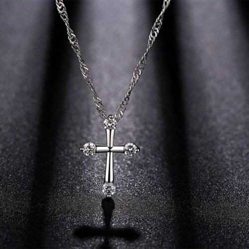 Lovmi Classic 925 Sterling Silver Necklace For Women Zicron Cross Shape Pendants And Necklaces Ornaments For Gift Dropshipping