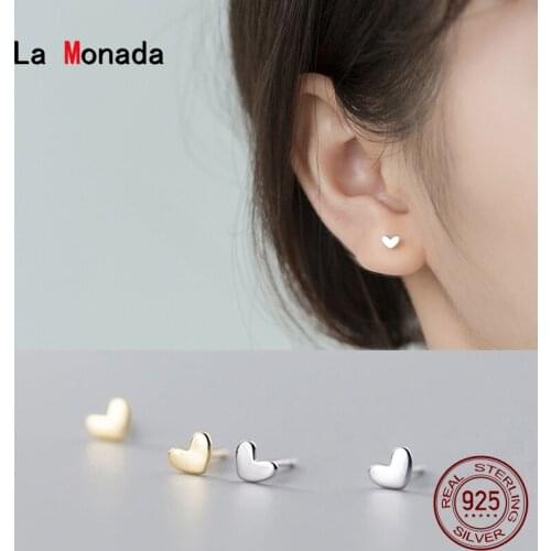 La Monada Cute Glossy Heart Earings Studs 925 Sterling Silver Women Fine Jewelry Minimalist Stud Earrings For Women Silver 925