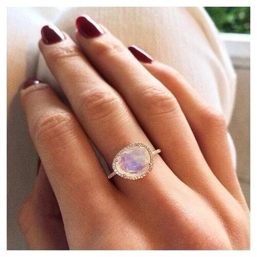 Fashion Natural stone Rings for woman Simple silvery/Rose Gold/Gold color Party Finger Jewelry girl Gift Dropshipping