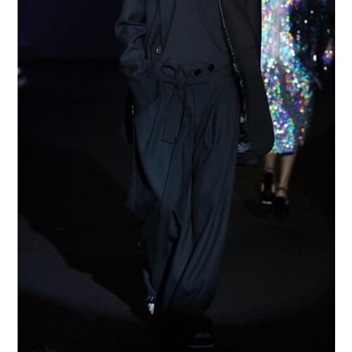 Mens Casual Pants 2020 Fall New Loose Large Size European and American Show Ground Mopping Pants Straight Pants Wide Leg Pants