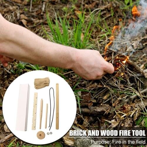 Bow Drill Friction Fire Starter Wood Make Fire Drilling Tool Kit for Outdoor Survival Camping Hiking Emergency Equipment
