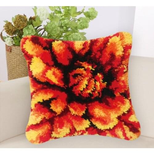 Pulaqi Cushion Latch Hook Rug Kits Foamiran for Flowers Embroidery Latch Hook Pillow Sets Isolon for Flower Rose Handiwork Craft