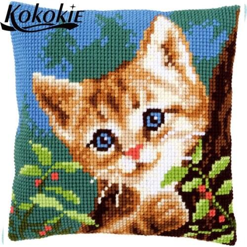 Cross stitch kits For Embroidery yarn pillowcase cartoon cat Cross-Stitching fabric cushion Handicraft Embroider Needlework kits