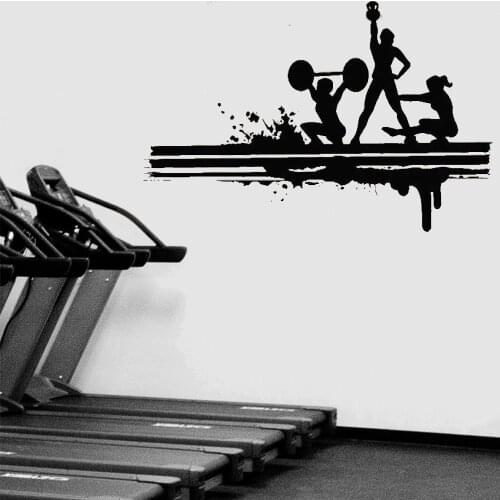 Fitness Club Wall Stickes For Sports Fitness Gym Health Muscle Dumbbell Wall Decal Vinyl Gym Art Decor Wall Sticker ph463