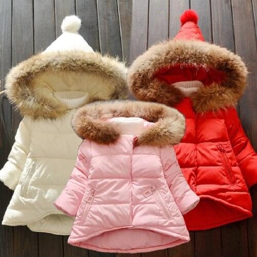 NEW Girl Winter Cotton-Padded Jacket Children Fashion Coat Kids Outerwear Baby Warm Fur Jacket Toddler Fox Costume Baby Clothes