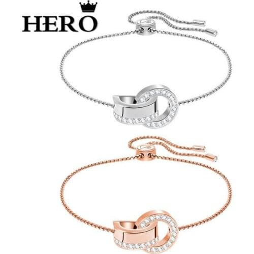 HERO Original Copy High Quality 1:1 SWA Multi-Color Double Ring Interlocking Gold-Plated Shrink Bracelet With Logo Envelope