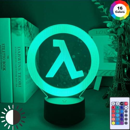 Half Life Logo Night Lamp for Game Room Decoration Cool Event Prize of Game Store Color Changing Led Night Light Gift for Him