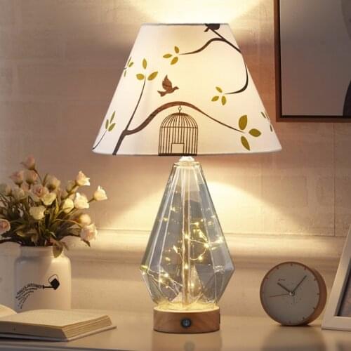 Free Shipping Cozy and Modern Glass Table Lamp Bedside Lamp For Study Creative Simple Romantic Wedding and Wedding Room Bedroom