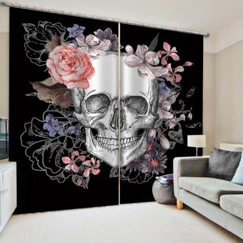 Luxury Skull Blackout Curtains Adult Children Creative Door Curtains Living Room Boys Girls Bedroom Bar Window Decoration Custom