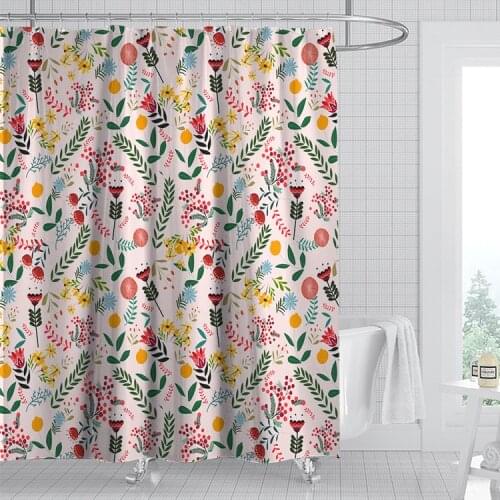 Garden Flowers Plant Flowers Shower Curtain Bathroom Curtain Fabric Waterproof Polyester Bath Decor with 12 Hooks Dropshipping