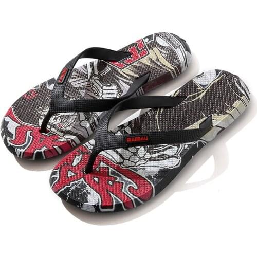 Flip-flops Mens Non-Slip Outer Wear Fashion Resistant Deodorant Wear Soft Anime Printed Funny Shoes Personalized Beach Sandals