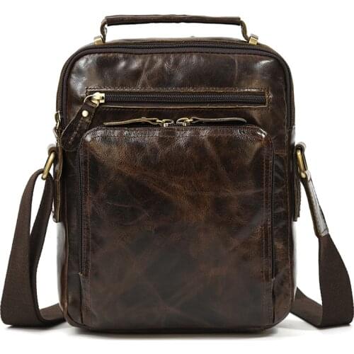 Luufan Mens Genuine Leather Shoulder Bag iPad Real Leather Messenger Bag Zip Around Male Cow Leather Crossbody Bag Casual Tote