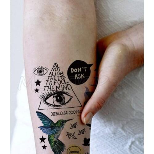 Tattoo sticker robin eye letter star bird plane shark bulb boat temporary fake tatto little element tatoo for kid girl man woman
