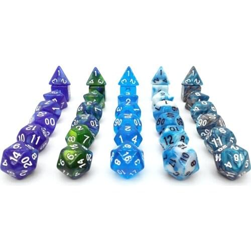 TITANS Blue Polyhedral Dice Sets of D4 D6 D8 D10 D% D12 D20 35 pcs DND Role Play Game with Dice Bags