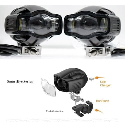 Motorcycle Fog light Universal 22-40mm IP65 LED Motorcycle Headlight With USB Charger For Yamaha Kawasaki BMW Honda KTM ATV UTV