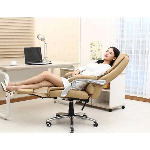 Reclining leather office chairs ergonomic computer chair home massage chairs fashion fixed armrest