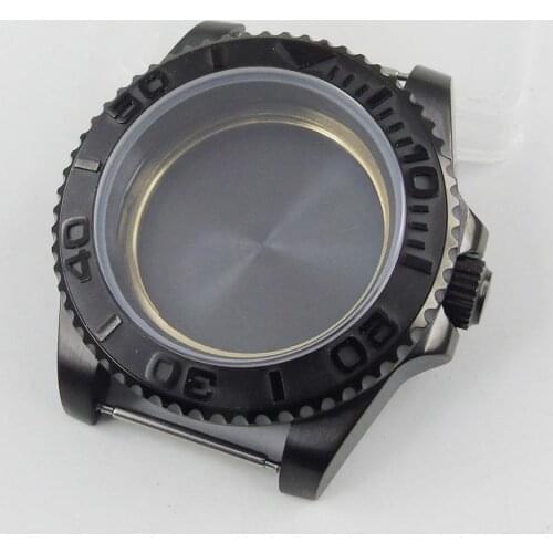High Quality Fit NH35 NH35A NH36 Black PVD plated Watch Case Sapphire Glass Brushed Bezel Insert