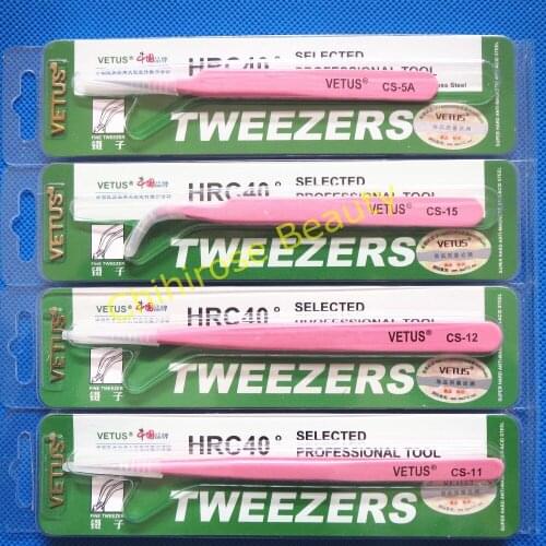 10 pcs VETUS High Precision Professional Extension Tools Eyelashes Pink Tweezer Free Shipping