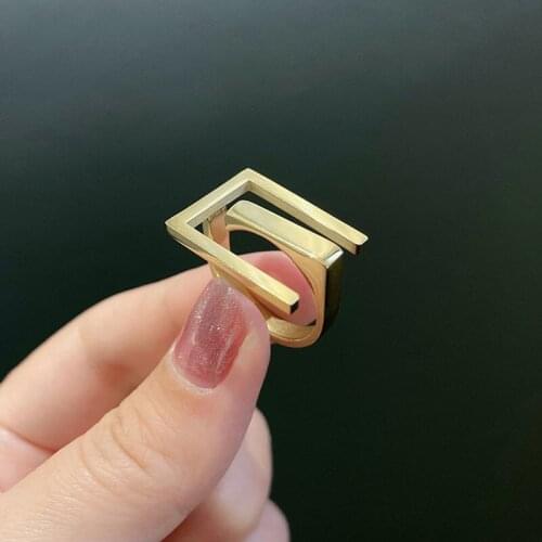 Geometric Square Index Finger Letter Rings for Women Statement Adjustable Ring Korean Luxury Brand Jewelry Z033
